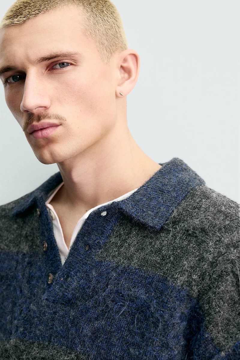 STRIPED JACQUARD KNIT POLO SHIRT
