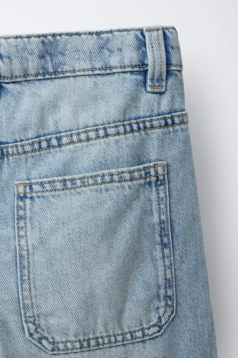 EMBROIDERED TEXT WIDE LEG JEANS