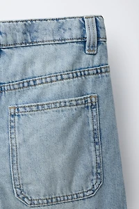 EMBROIDERED TEXT WIDE LEG JEANS