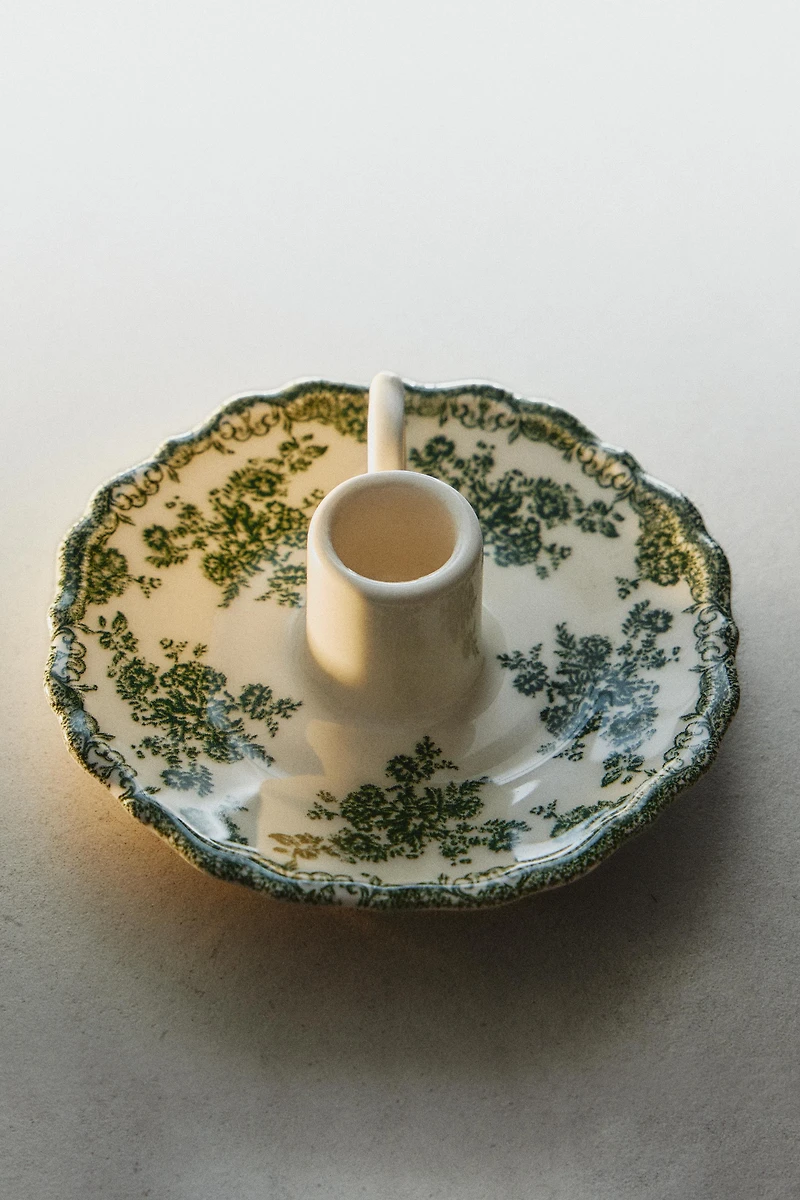 BOUGEOIR FAÏENCE FLORAL