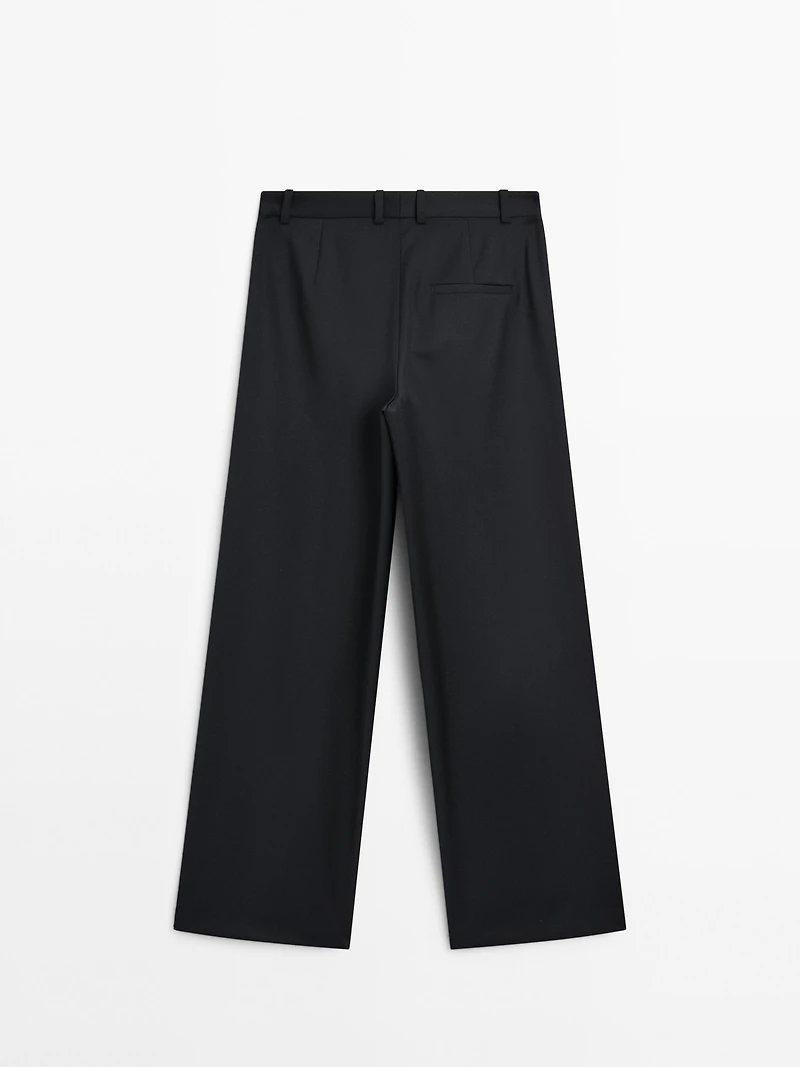 Pantalon plissé 100 % laine extra-fine