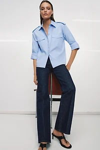 POPLIN SHIRT WITH POCKETS ZW COLLECTION