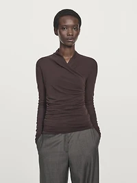 Draped long sleeve T-shirt