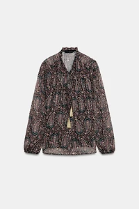 PRINTED SEMI-SHEER BLOUSE