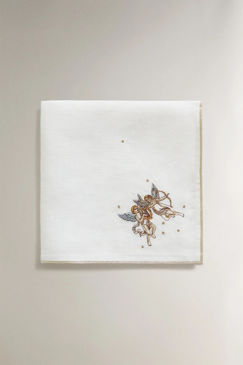 EMBROIDERED LINEN NAPKIN GEMINI | MARISA BERENSON