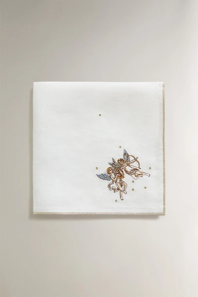 SERVIETTE DE TABLE LIN BRODÉE GÉMEAUX | MARISA BERENSON