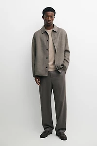 Wool blend overshirt with button detail