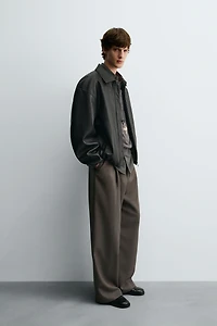 FAUX LEATHER BOMBER JACKET