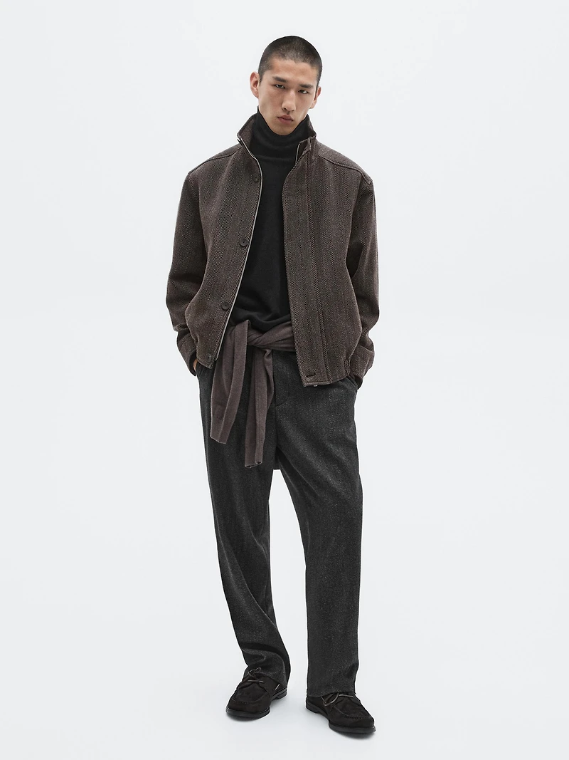 Wool blend herringbone bomber jacket - LIMITED