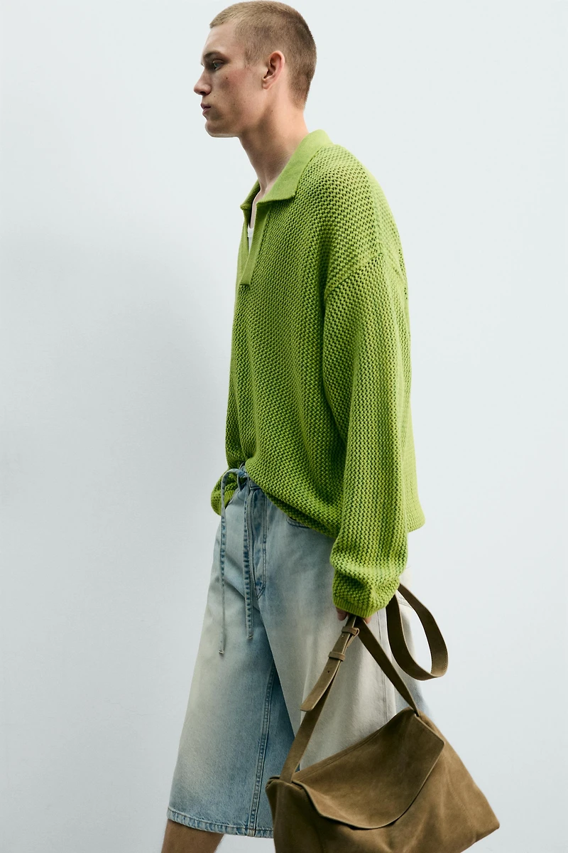 WASHED TEXTURED KNIT POLO