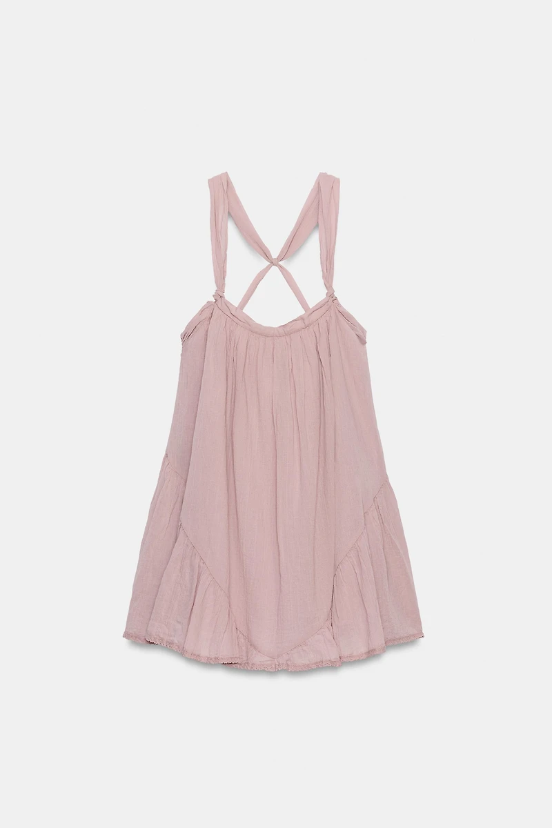 GAUZE STRAPPY MINI DRESS