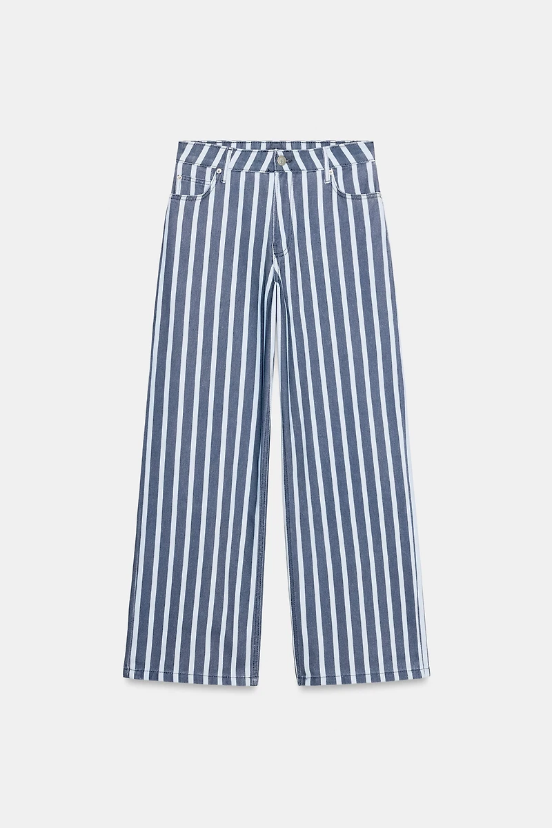 ZW COLLECTION MID-RISE STRIPED LOOSE FIT JEANS