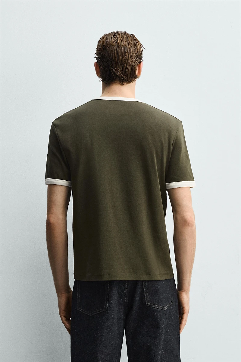 BASIC CONTRAST RIB T-SHIRT