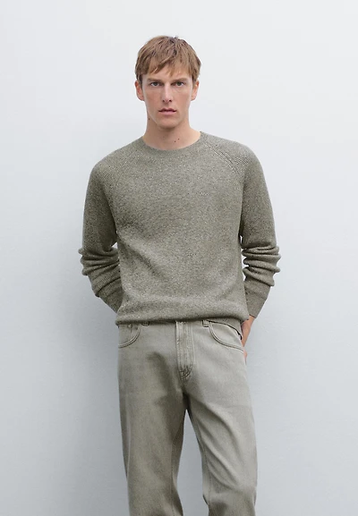 Crew neck mouliné knit sweater