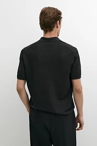 Wool blend short sleeve knit polo