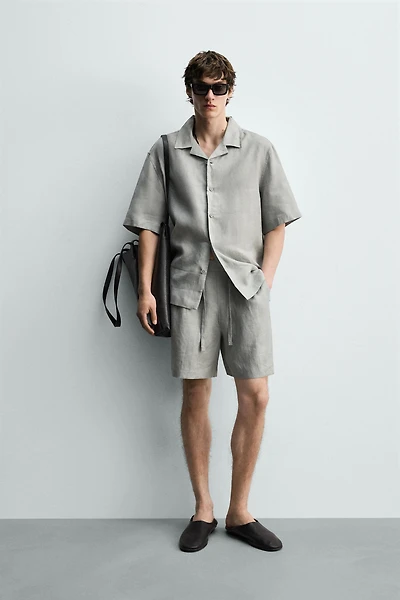100% LINEN RELAXED FIT SHORTS