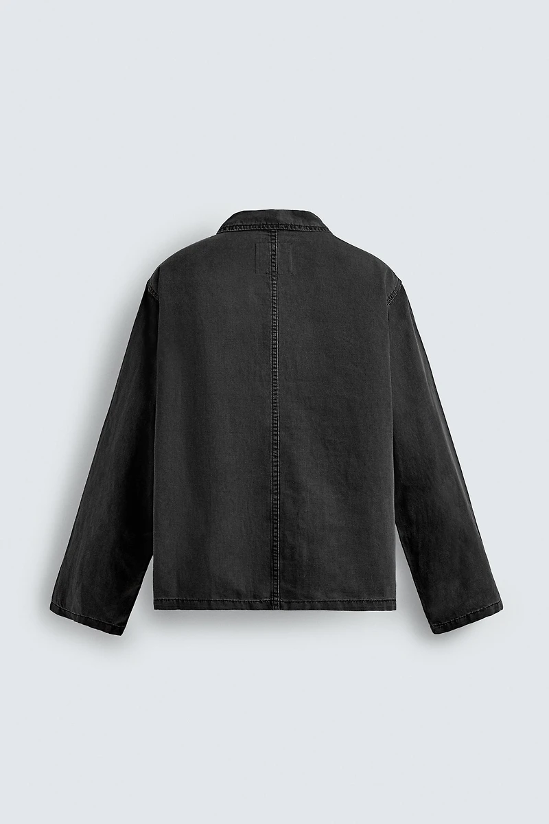 SURCHEMISE DÉLAVÉE EN COTON ET LIN