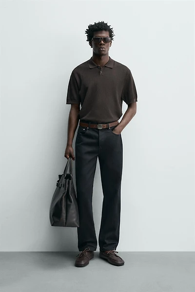 REGULAR FIT TEXTURED KNIT POLO