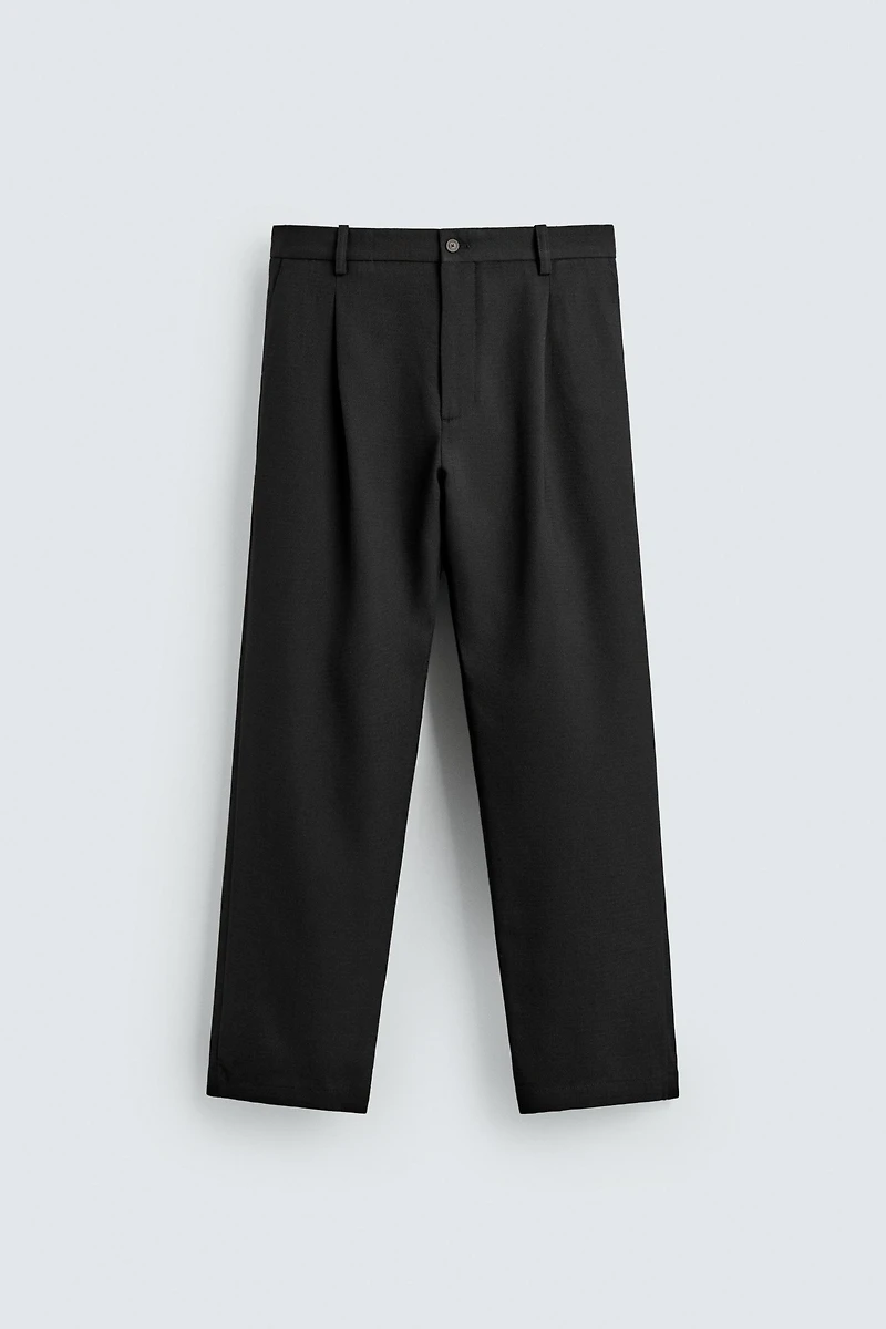 WOOL BLEND PLEATED PANTS