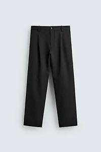 WOOL BLEND PLEATED PANTS