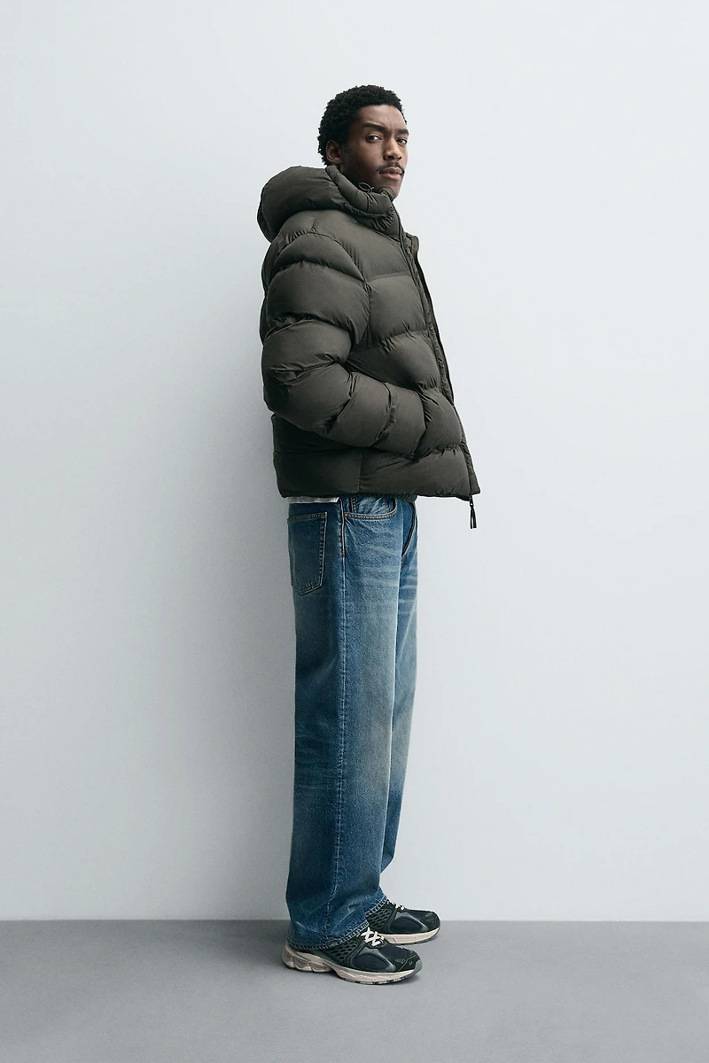 WATER REPELLENT HOODIE PUFFER JACKET
