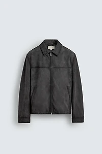 BLOUSON RÉGULAR FIT EN CUIR DAIM
