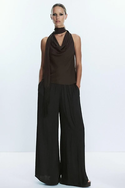FRINGED SATIN EFFECT TOP