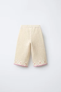 PANTALON JUPE-CULOTTE EN MAILLE CROCHET FLEURS