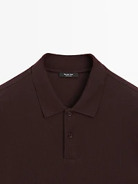 Long sleeve mercerised cotton piqué polo shirt
