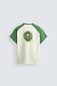 BRAZIL PRINT COLOR BLOCK T-SHIRT