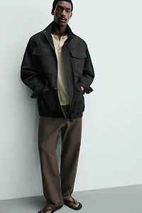 WASHED UTILITY POCKET OVERSHIRT