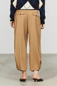 Pleated wool-blend pants