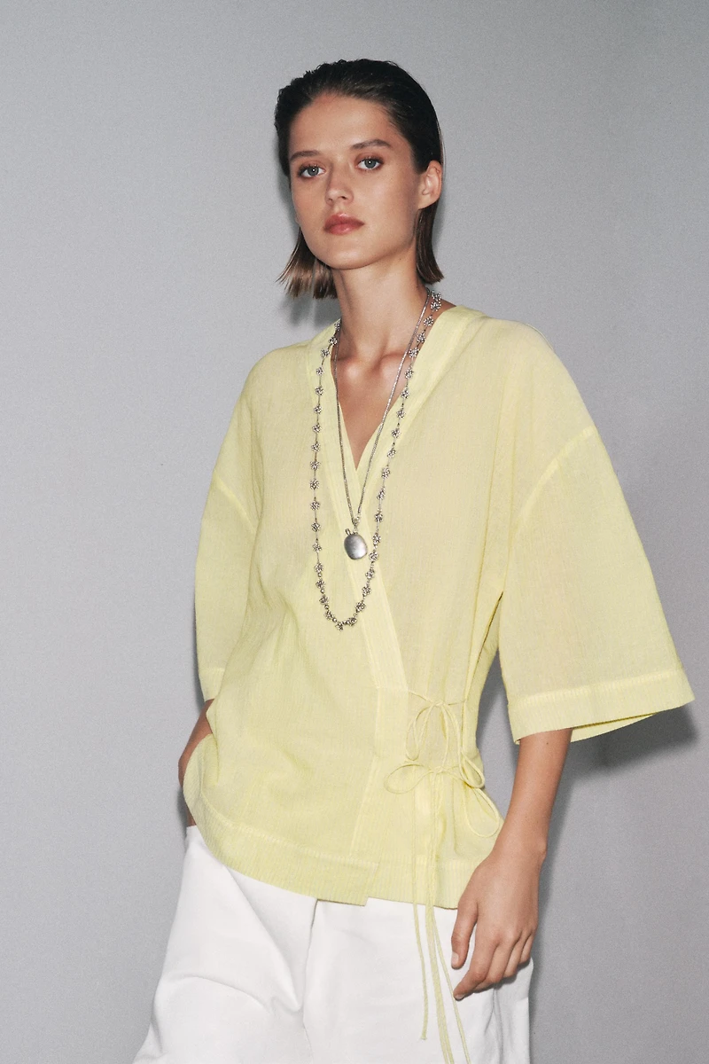 KIMONO RAYURES À NŒUDS ZW COLLECTION