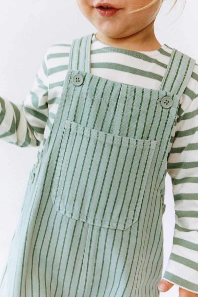 STRIPED TWILL OVERALLS