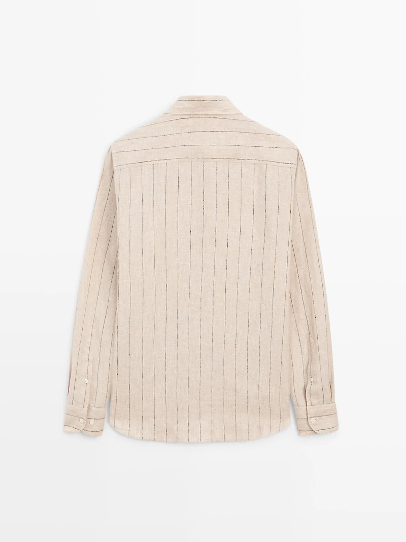 Regular fit striped linen shirt