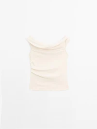 Draped strapless top