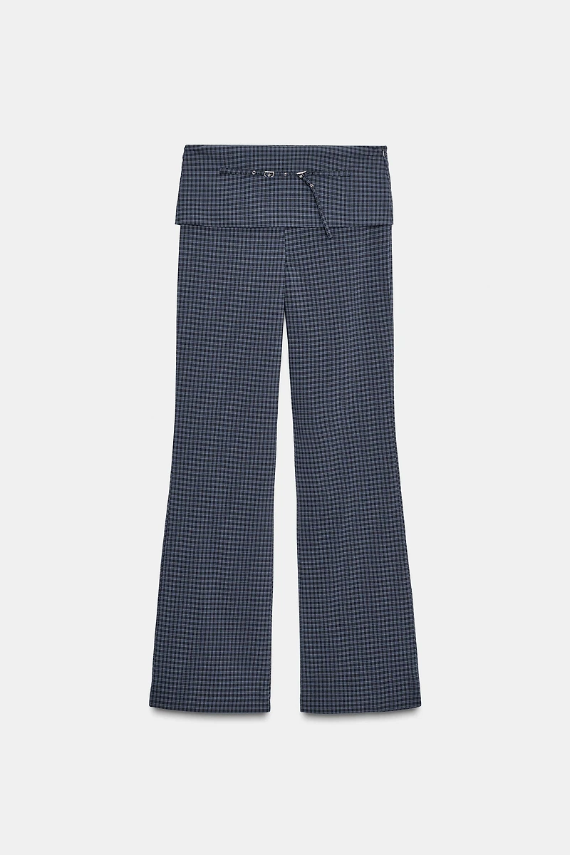 CHECK BELTED PANTS