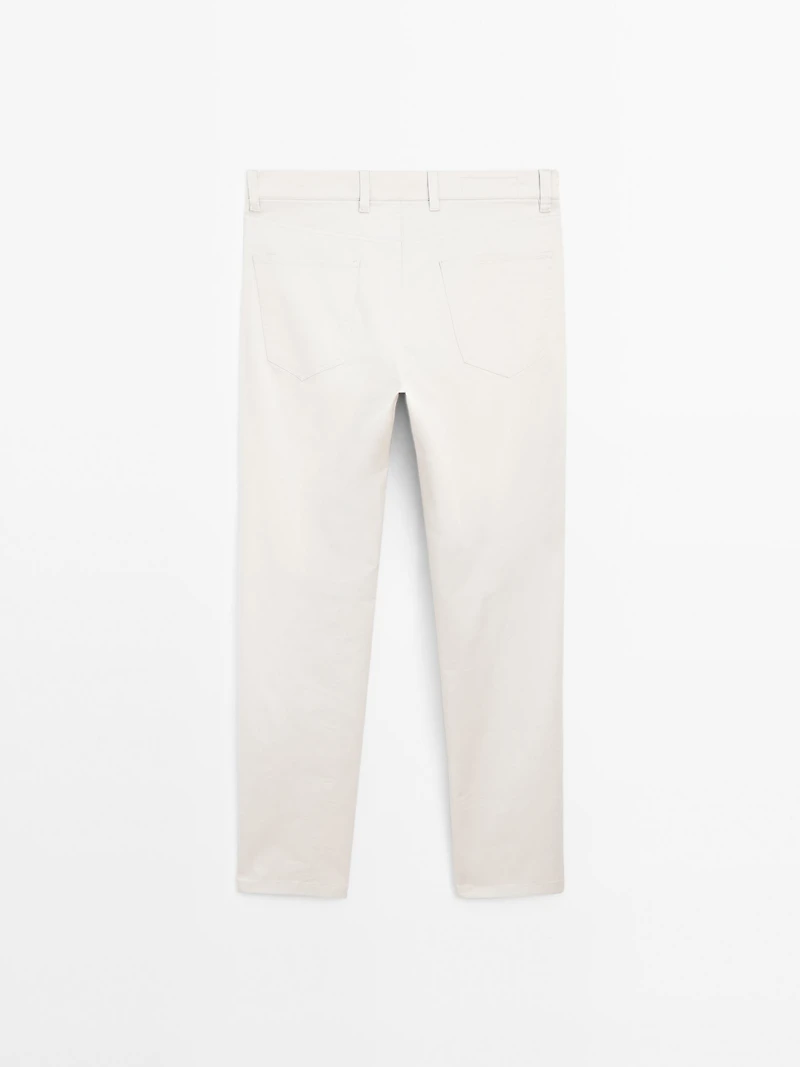Slim-fit lightweight textured weave denim trousers