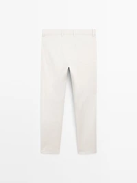 Slim-fit lightweight textured weave denim trousers