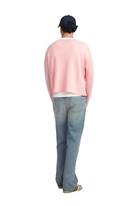 CROPPED FIT LINEN-WOOL BLEND SWEATER