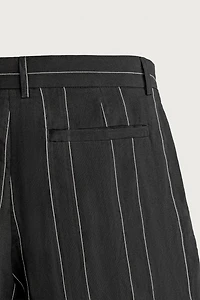 STRIPED PLEATED RELAXED FIT SHORTS