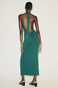 RUCHED HALTER MAXI DRESS