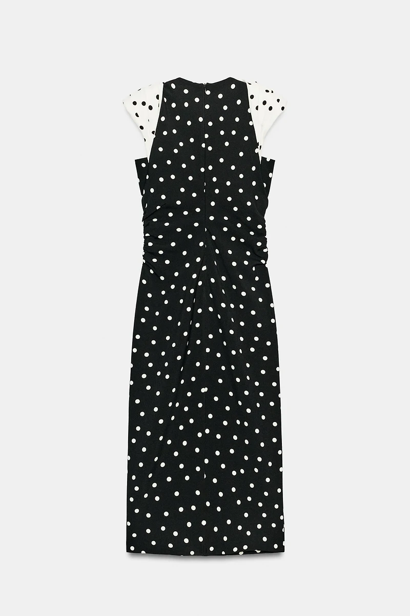 ROBE MI-LONGUE À POIS ET ÉPAULETTES