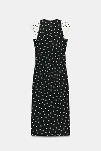 ROBE MI-LONGUE À POIS ET ÉPAULETTES