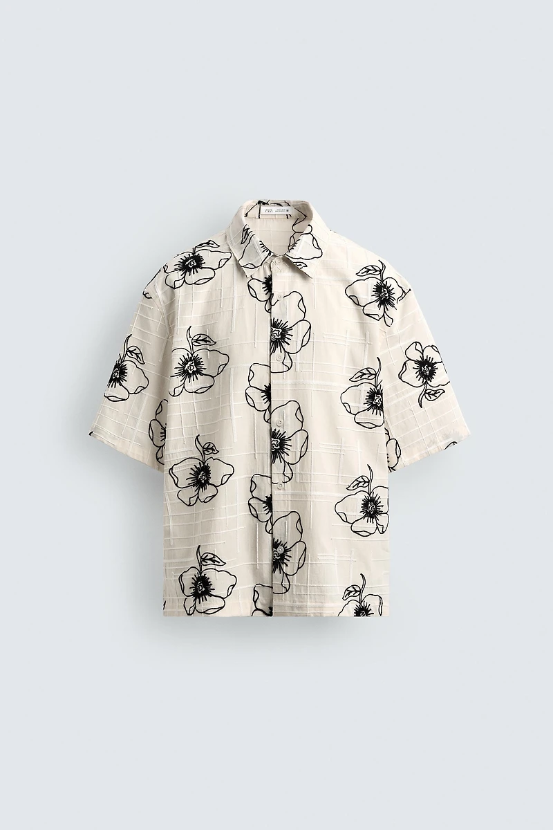 FLORAL EMBROIDERED JACQUARD SHIRT