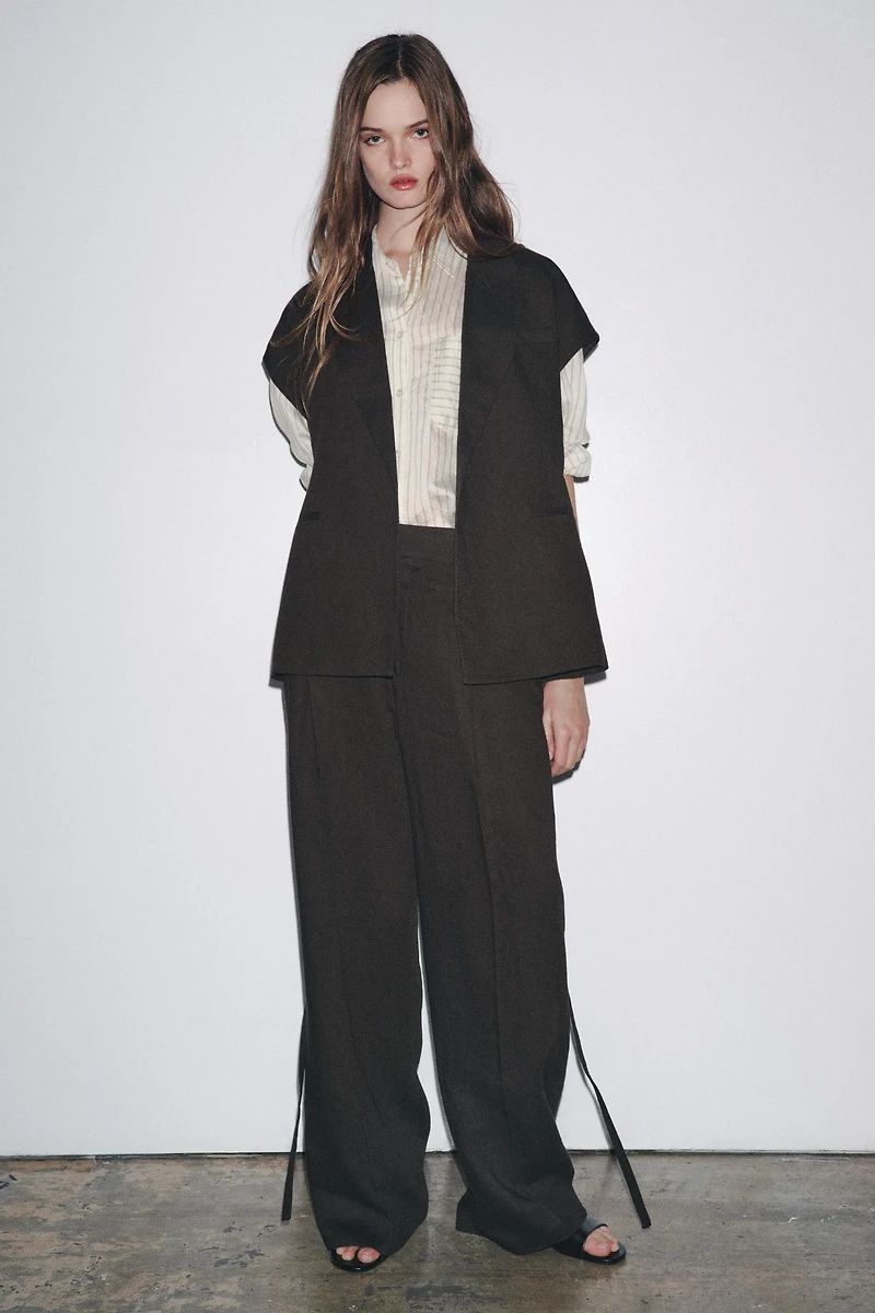 PLEATED LINEN BLEND PANTS ZW COLLECTION