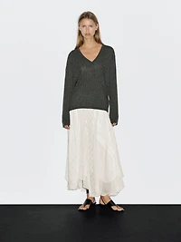 Jupe midi asymétrique à carreaux