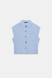 LINEN BLEND SLEEVELESS SHIRT