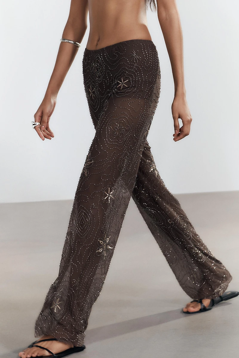 BEADED SEQUIN PANTS