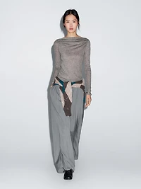 Draped boat neck top